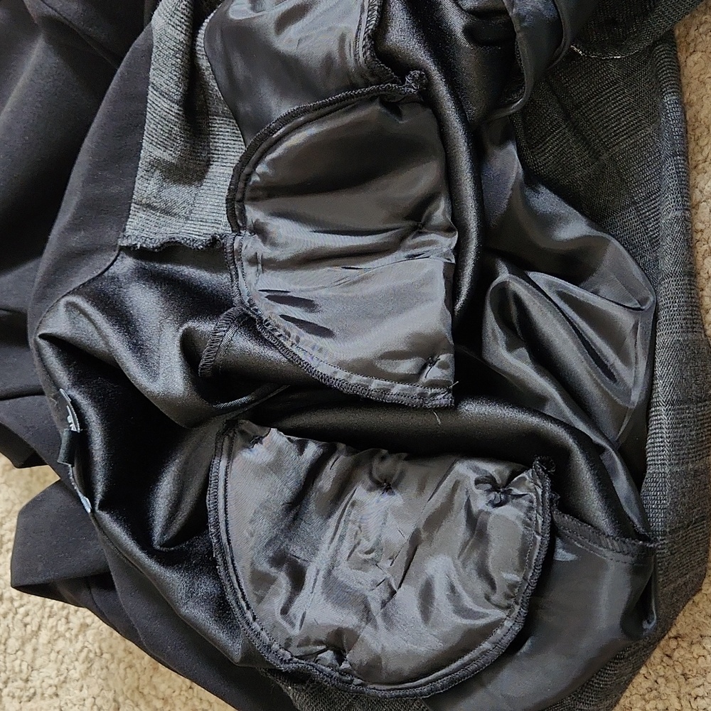 Vintage Notations Gray Patchwork One Button Blaze… - image 7